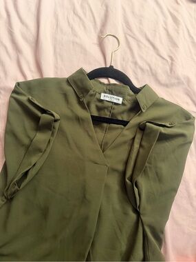 Women's Olive Green V-Neck T-Shirt Dress